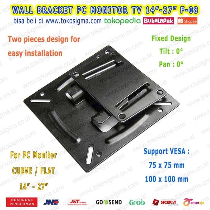 BRACKET MONITOR PC 08 TV LCD LED FLAT CURVE 14 17 19 21 22 24 25 27 IN