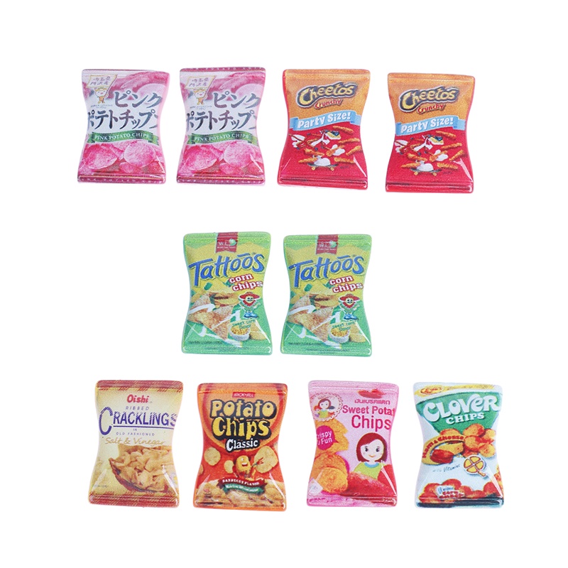 10pcs / set Miniatur Keripik Kentang DIY Untuk Rumah Boneka