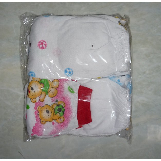 CELANA PANJANG PUTIH SABLON ISI 1 LUSIN Bahan TC Motif Pola Boneka Tabur, Celana Panjang Bayi Putih Pola, Cotton Pink Panda [500gr]