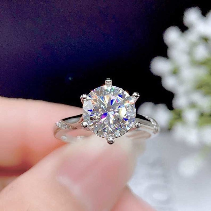 S925 Sterling Perak Cincin Kristal Berlian Fashion Wanita Pertunangan Pernikahan Rings