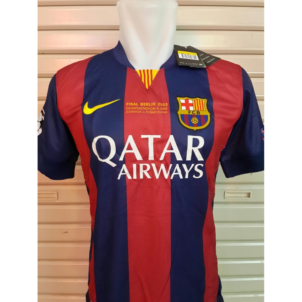 Jersey Retro Barcelona Home Final Berlin 2015 Full Patch Grade Ori Limited