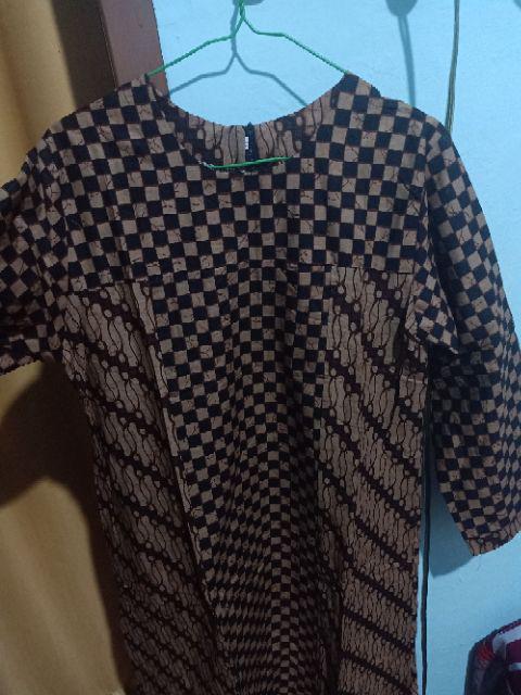 Batik Tunik Shibori Jumputan Terbaru Size S-3l / Hrb026 Yelbor Navbor / Biru Putih / Original..