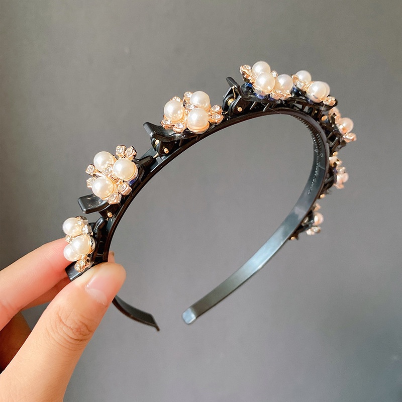 Fashion Bangs Hairstyle Multi-layer Hollow Woven Headband with Teeth Design Alligator Clip Accessories