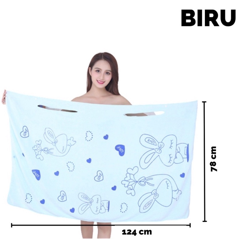 Baju Handuk Mandi Karakter Wearable Towel Kimono Multifungsi