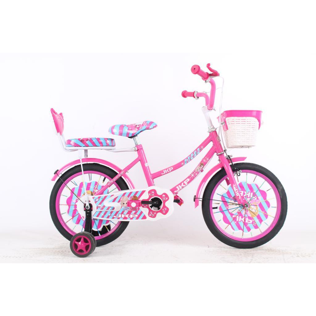 Khusus Exspedisi Sepeda Anak Perempuan Evergreen Daisy 12 16 18 inch Ungu Pink SNI Penguin COD kredit cewek BMX mini Ban pompa karet bukan plastik eva termurah terbaik gratis service seumur hidup-JKP Princess