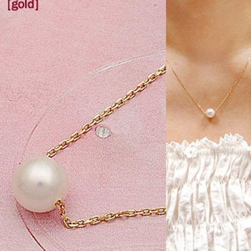Kalung liontin Mutiara rantai emas simple elegan fashion Korea