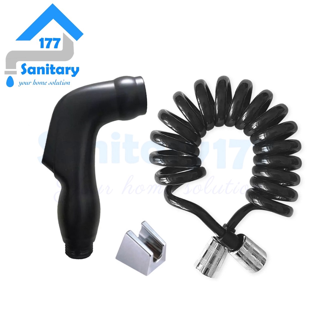 Jet shower Toilet Hitam 32B/C-semprotan air cebok kloset black bidet closet selang spiral telepon telephone minimalis spray sprayer