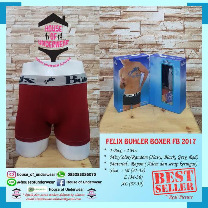 Termurah CELANA DALAM PRIA BOXER FELIX BUHLER FB-2017 ISI 2 - MIX DUA WARNA- M