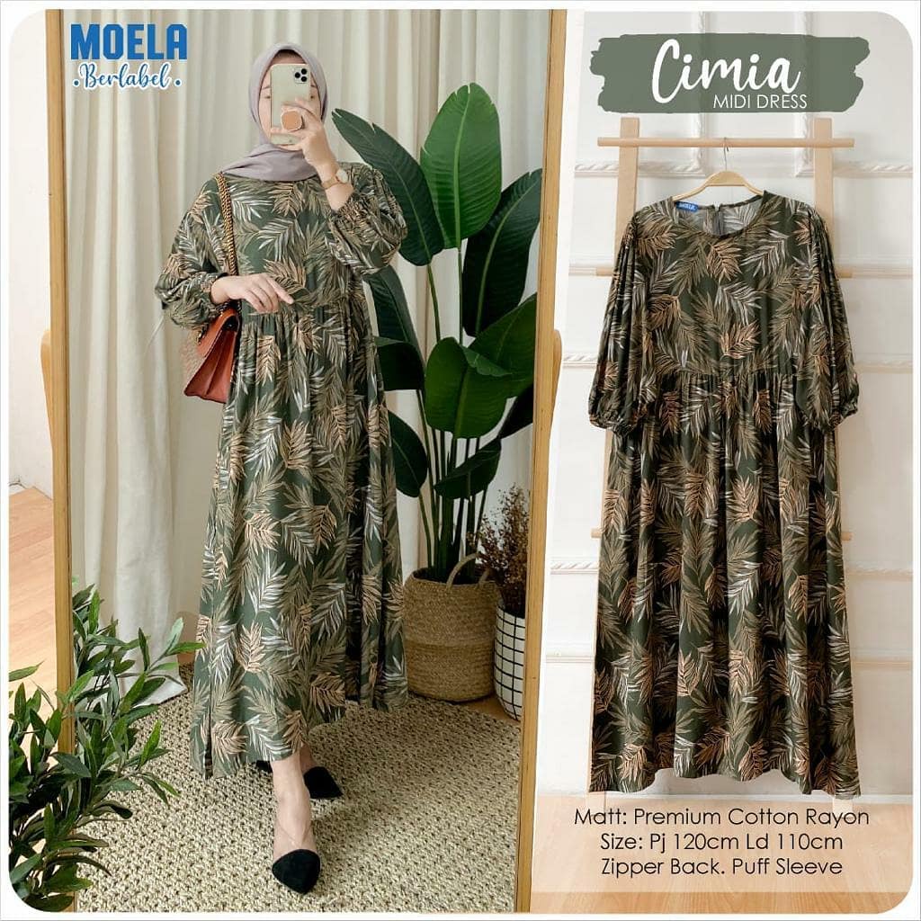 Cimia Midi Dress Motif Kekinian