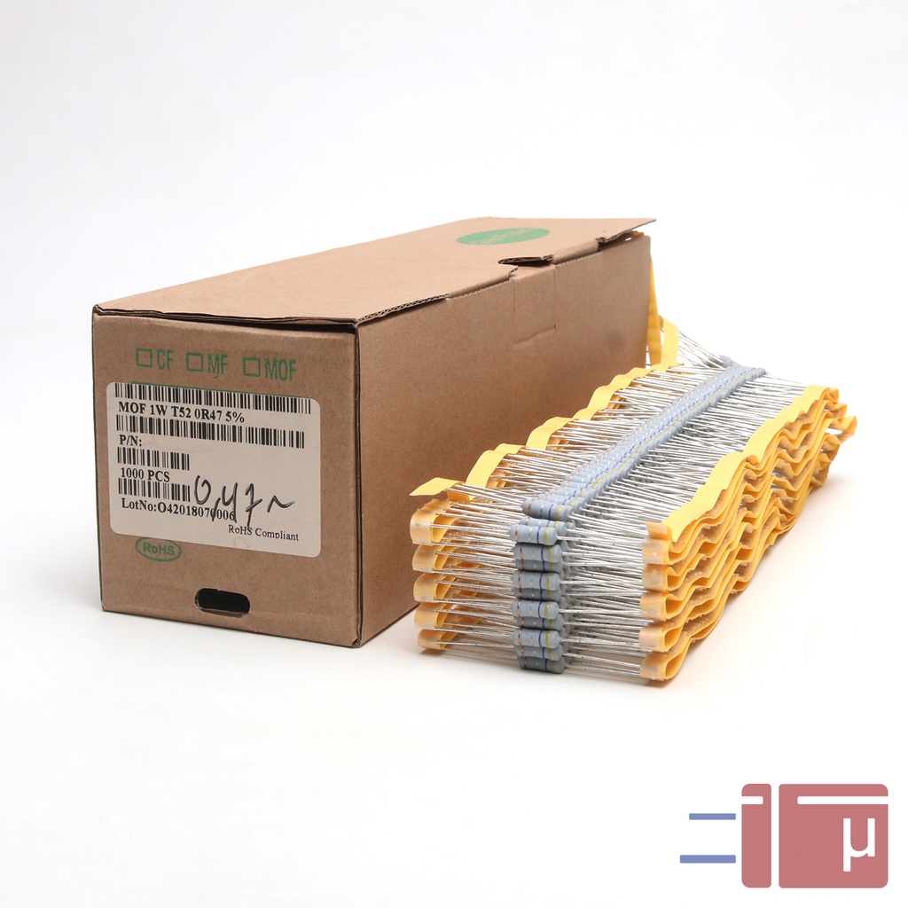 x10 Resistor 0.47R 0.47 Ohm 1W Metal Oxide 5% Taiwan Kaki Tembaga
