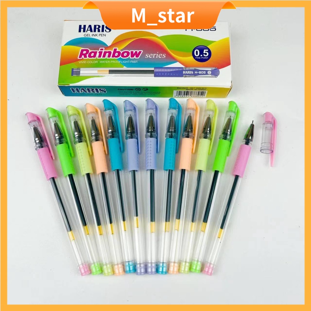 

(12 pcs) Pulpen Gel Pen Pena Murah 0.5 / 0.38 mm