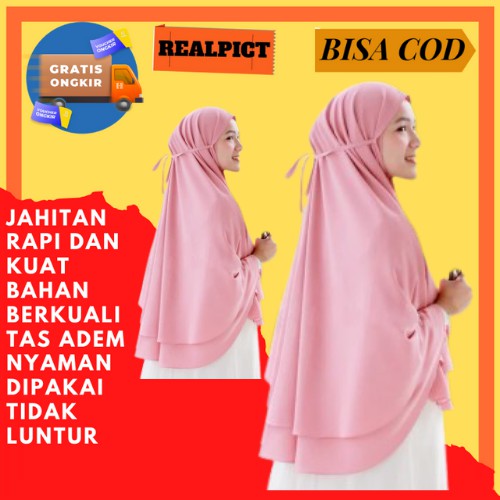 FASHION MUSLIM WANITA  Hijab Instan JIlbab Khimar Syari 2 Layer Kalya Ceruty Premium