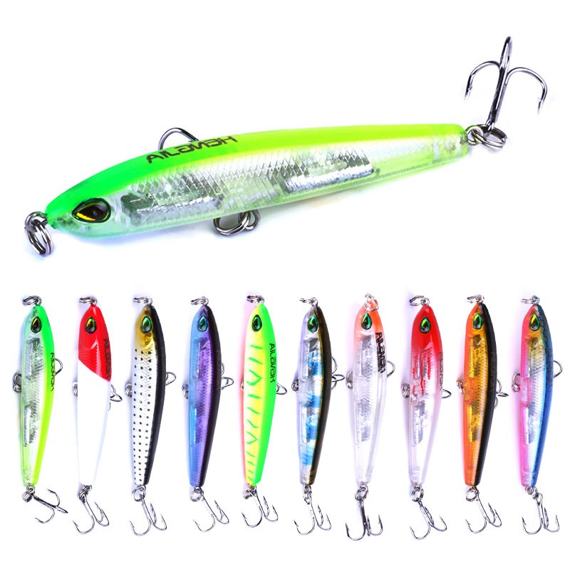 HENGJIA 10pcs Boxed 7.5cm/9g Sinking Pencil Minnow Fishing Lures Memancing Umpan Pancing Fake Bait Alat Tangkap