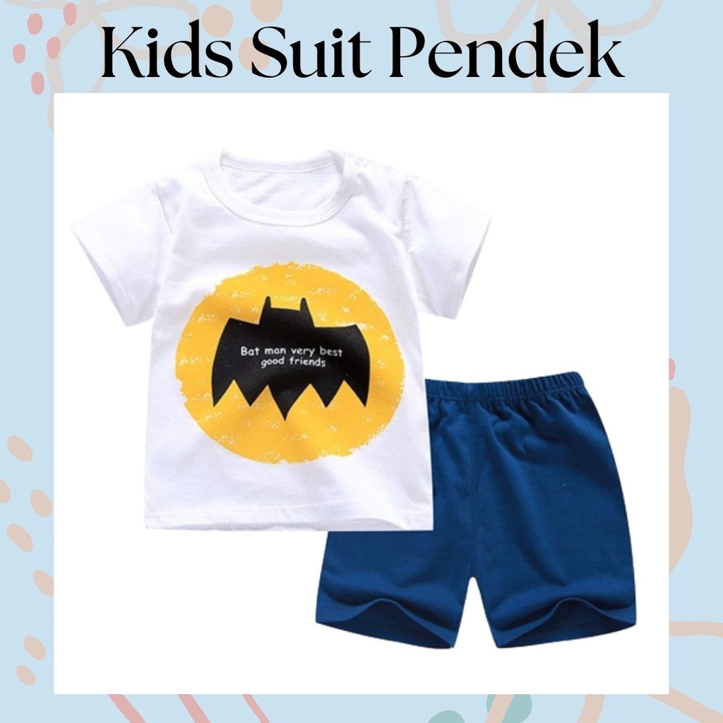 LittleAaron KIDS SUIT PENDEK Setelan Anak Bahan Kaos Lengan + Celana Berkualitas Import ebv cewek new4