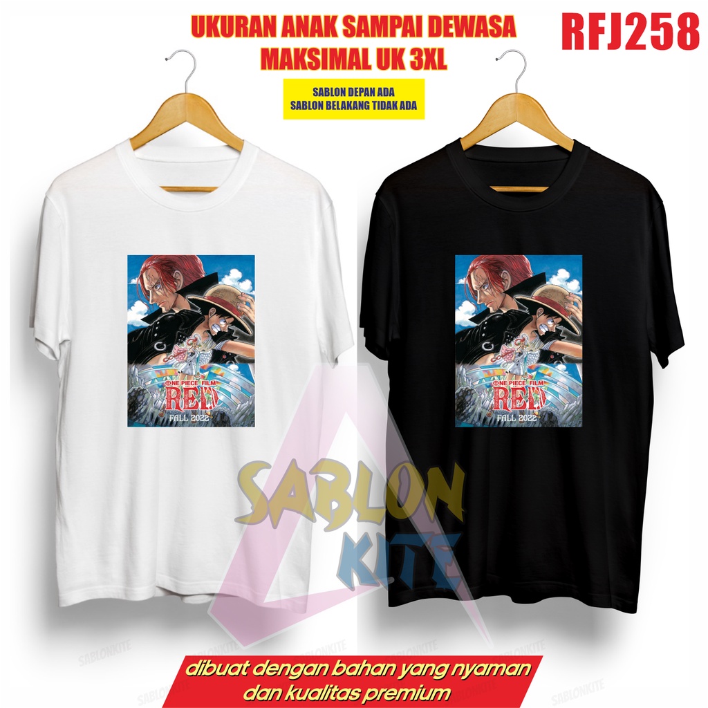MURAH!!! KAOS KEREN ANIME ONE PIECE RED RFJ258