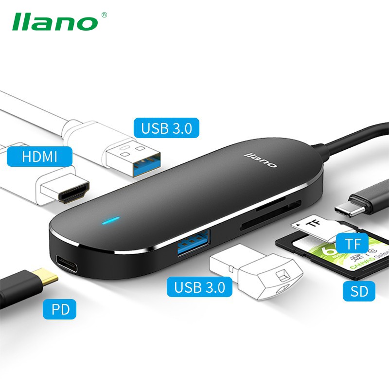 

llano Adapter Converter USB Type-C to HDMI dengan Fungsi Card Reader PD / SD / SD Card