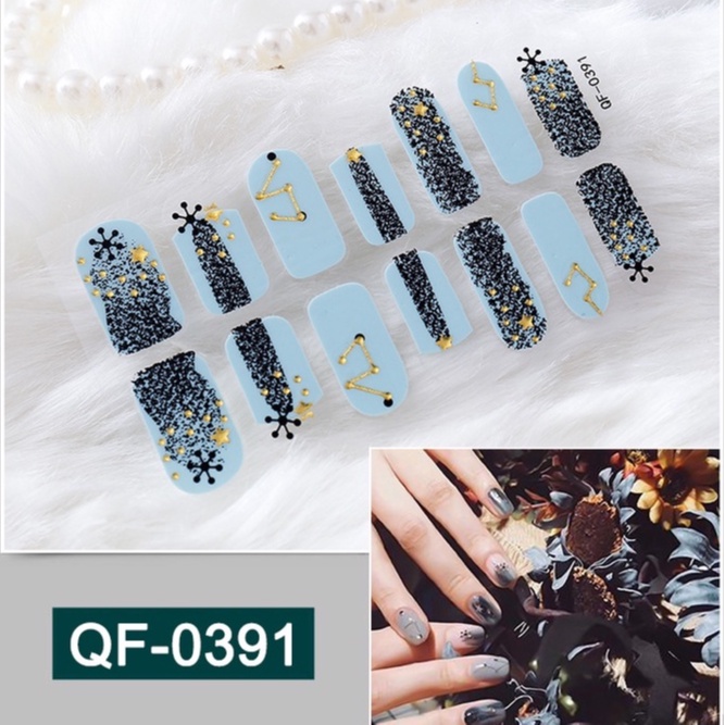 14Pcs / Stiker Kuku / Nail Art Sticker / Stiker kuku motif / Set Stiker Kuku / Stiker Kuku Murah / Nail Art Sticker / Nail Art &amp; Sticker QF Series