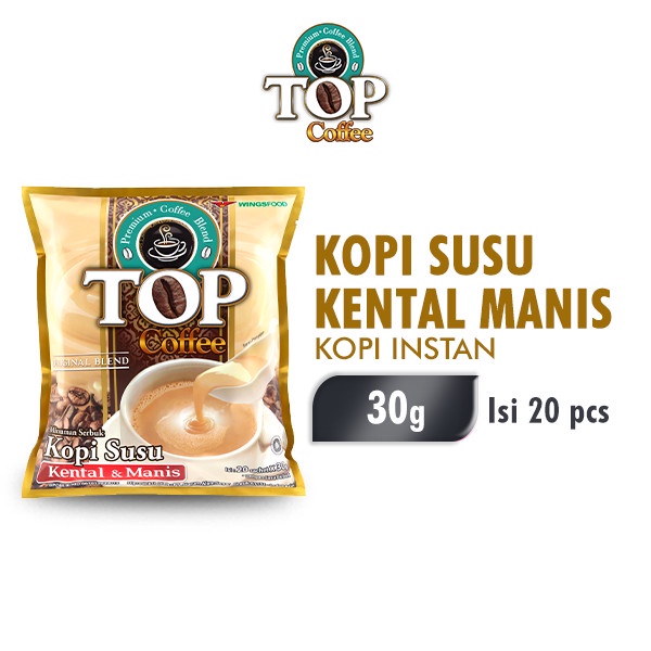 

ge01fgf Top Coffee Kopi Instan Susu Kental Manis (3In1) 30 Gr X 20 Pcs Ds20X11