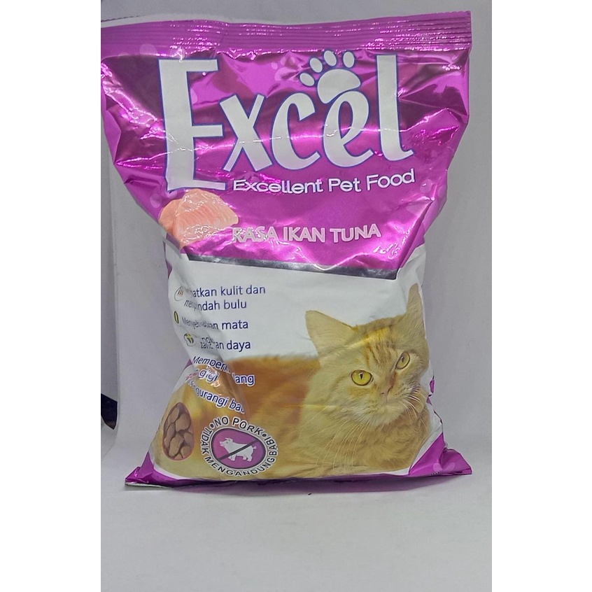 pakan kucing dry food excel 500gram rasa ikan tuna