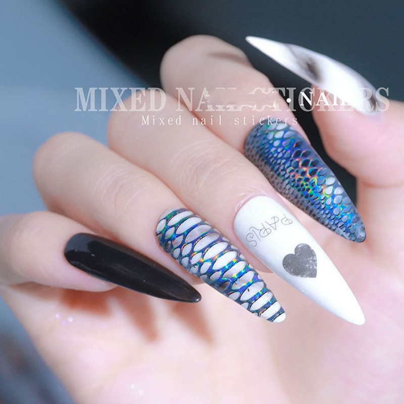 Siy Stiker Kuku Motif Kulit Ular Untuk Dekorasi Nail Art