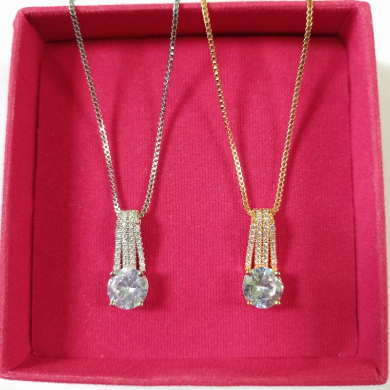 kalung liontin replika berlian mewah permata cantik silver gold YR 84628801
