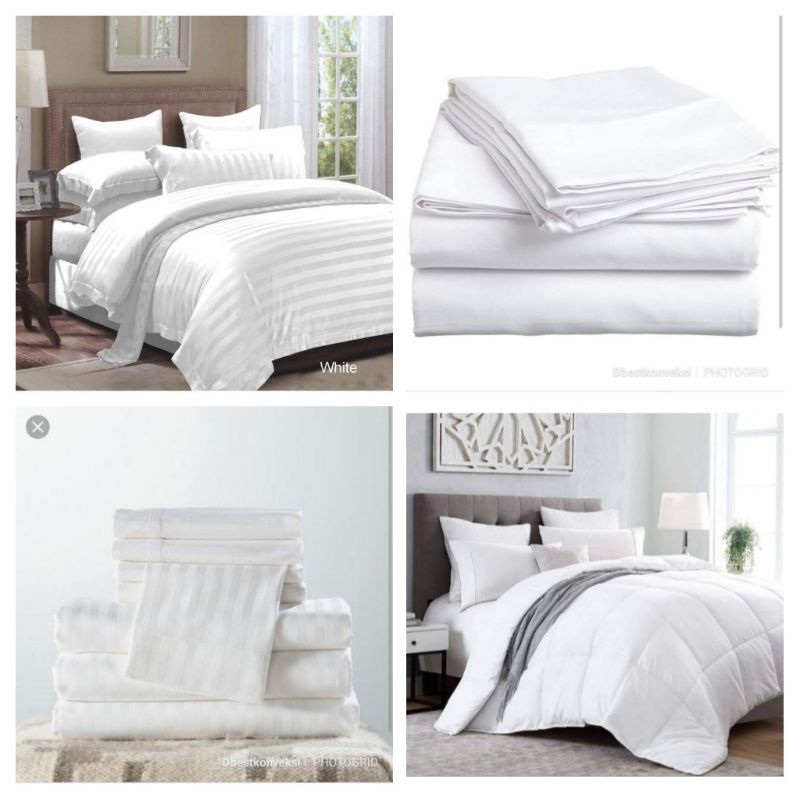 bedcover only  polos putih // salur putih