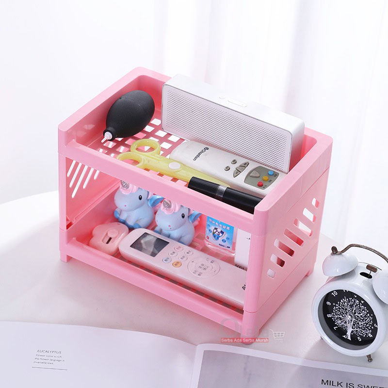 INDOMINI R379 Rak Organizer Stationery Rak Penyimpanan Desktop Lipat Double Layers Storage