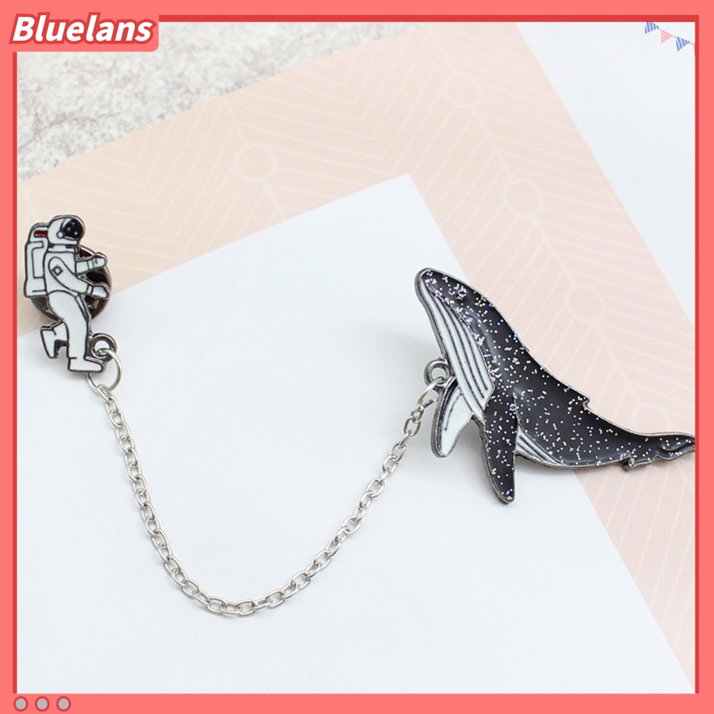 Bluelans Bros Pin Enamel Bentuk Astronot Whale Untuk Unisex