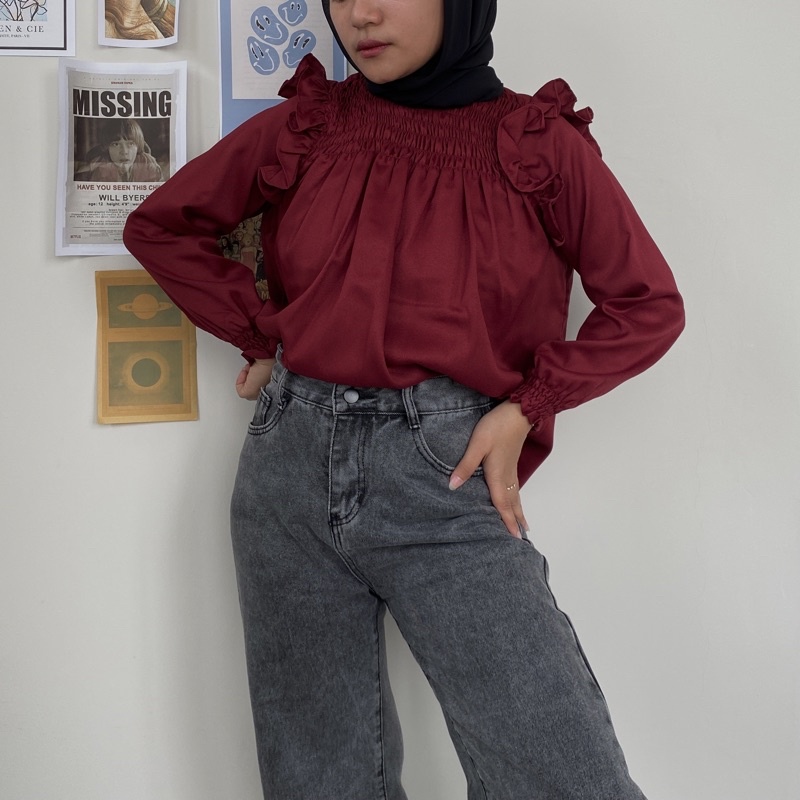 baby doll | blouse wolly crape| the rara baju polos wanita | baju kerja wanita | blus wanita | blus 