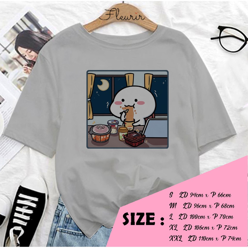 FLEURIR - KAOS OVERSIZE PENTOL MAKAN KATUN  KAOS WANITA DEWASA LENGAN PENDEK TEE UNISEX JUMBO