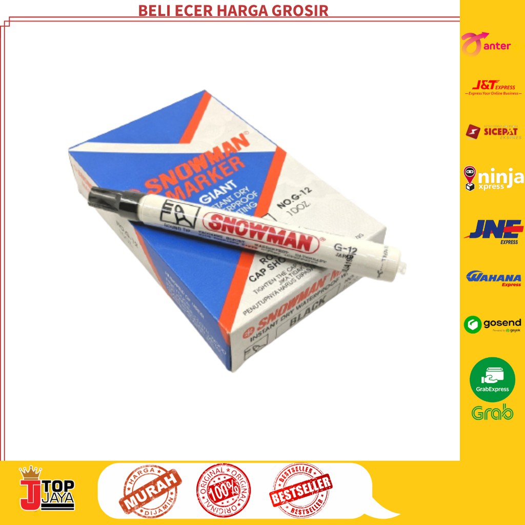 

Spidol Snowman Permanent Marker Waterproof Black Hitam No. G 12