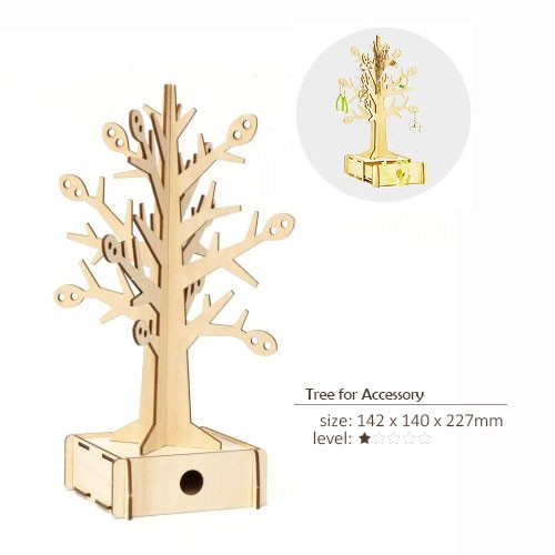 Kigumi 3D Wooden Puzzle - Tree Jewellery Stand