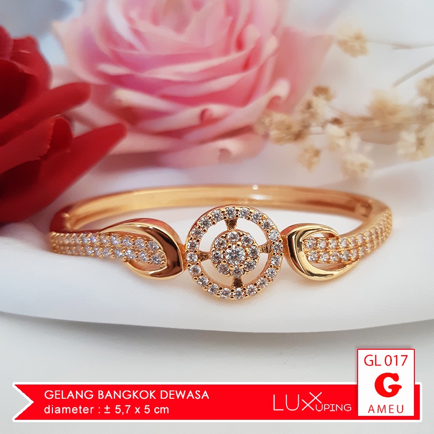 GL 017 Gelang Bangkok Terlaris Anggun Zirkon Perhiasan Imitasi Lapis Emas 18K Gelang Pesta Permata Mewah Luxx Xuping