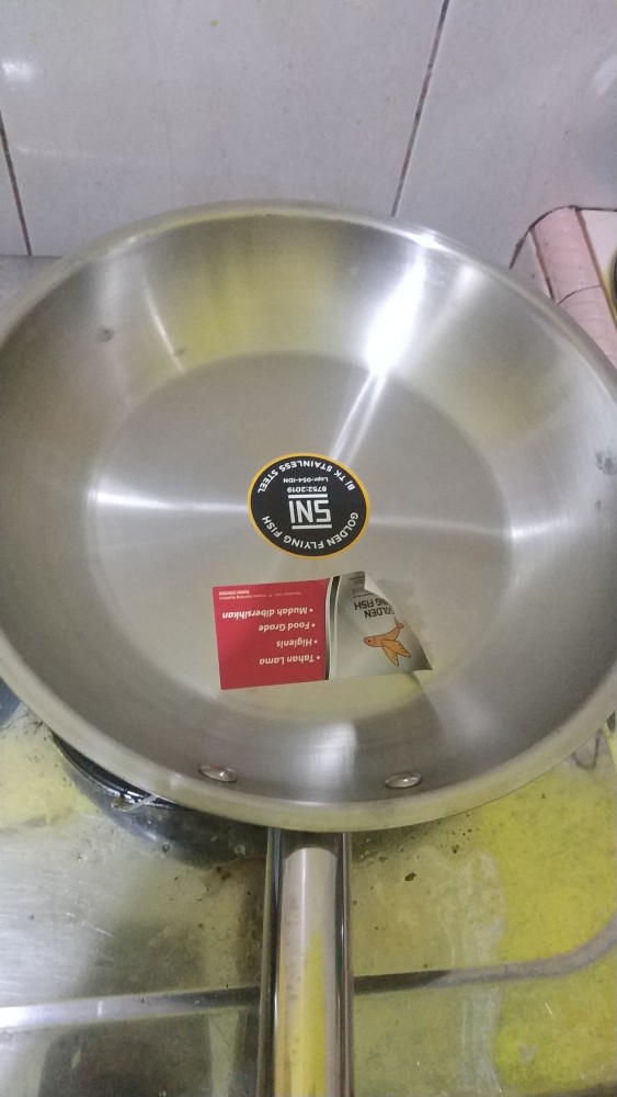 Wajan Stfp0124 - Wajan Fry Pan Diameter 24 Cm Stainless Golden Flying Fish Kitchenware
