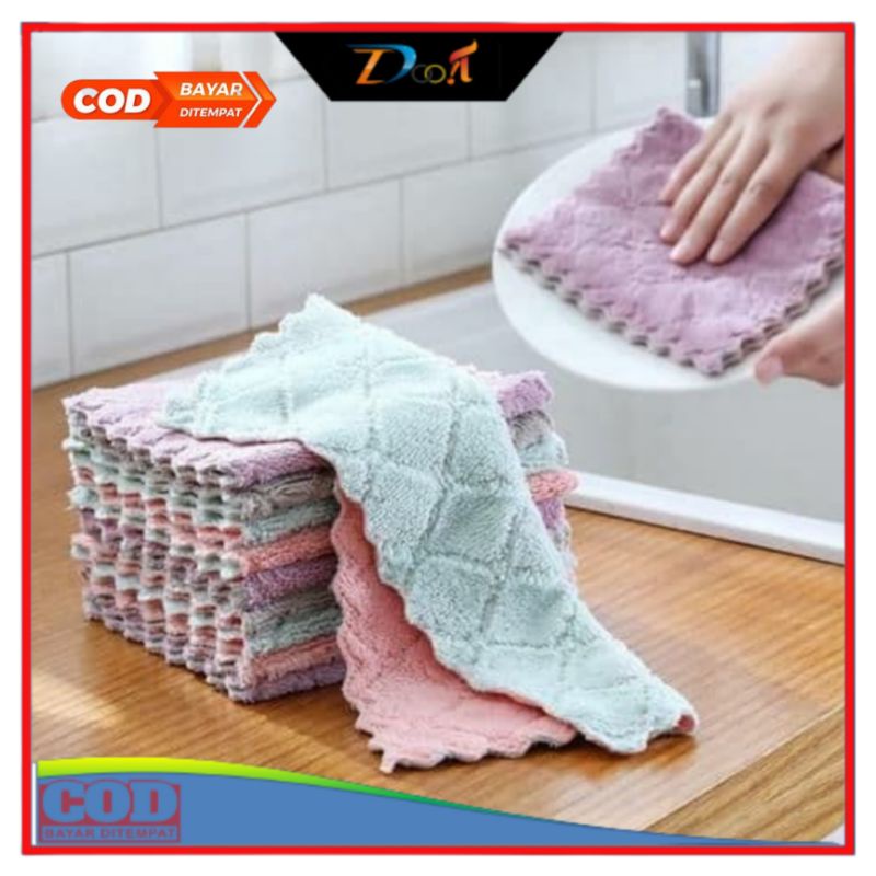 Kain Lap Piring Serap air &amp; Minyak Kain lap Microfiber Serbet Dapur Cuci Piring Serba Guna