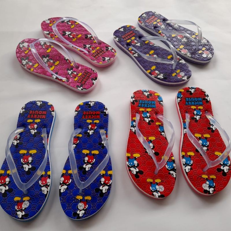 Sandal Jepit Wanita Jelly Ase Print Press Mickey