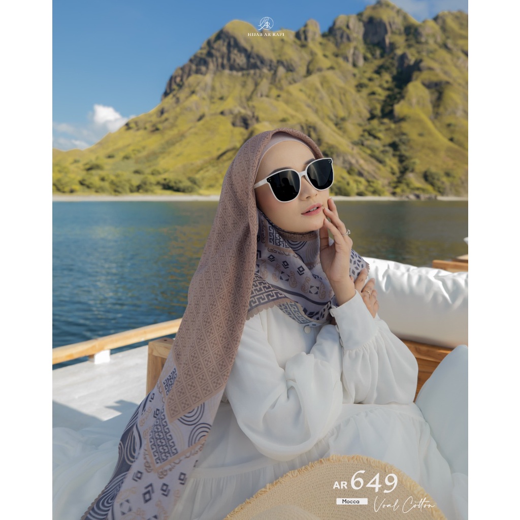 TERBARU  COD √ Hijab jilbab kerudung Segi Empat Motif Ar 649 terbaru Cutting laser simple hijab Arra