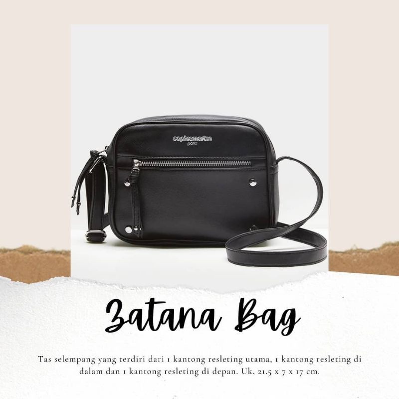 Tas Wanita Selempang Kantor Kulit Hitam , Sling Bag Wanita Zatana