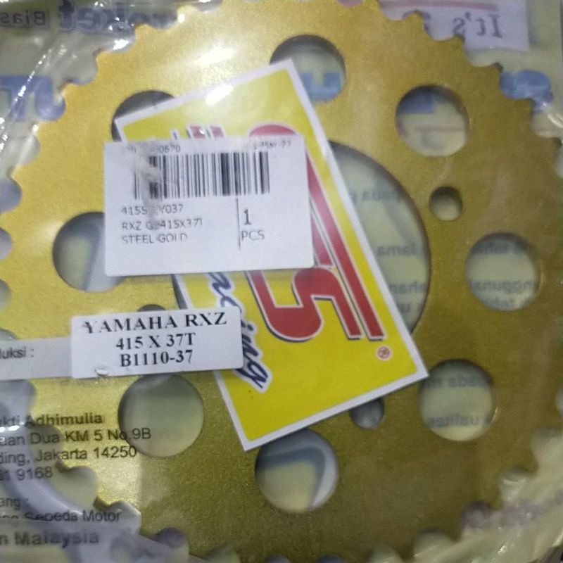 SSS RK TK 415 RX GEAR GER BELAKANG RXZ  JUPITER VEGA RX KING JUPITER Z VEGA R mx135 Ger tipis-Sss 415x37gold