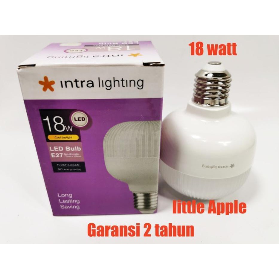 lampu led bulb 18w little apple intra lighting Cahaya PUTIH Grs 2 thn