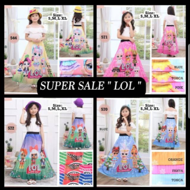 RR ROK ANAK LUCU MOTIF KARAKTER MURAH LOL FROZEN UNICORN PLISKET KARAKTER PRINTING