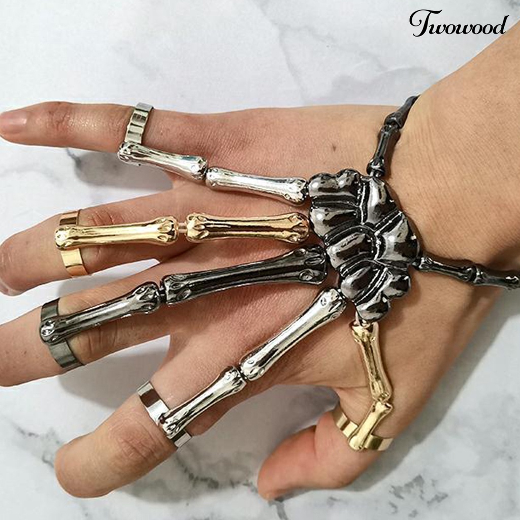 Gelang Desain Hantu Tangan Warna-Warni Bahan Metal Gaya Punk Untuk Cosplay Halloween