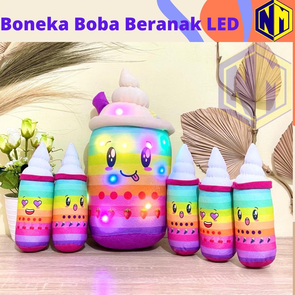 Boneka Boba Milk tea Beranak Ice Cream LED murmer banget