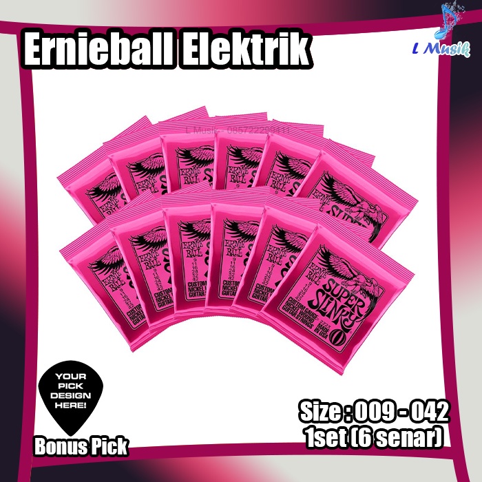 SENAR GITAR ERNIEBALL ELEKTRIK 09 SUPER SLINKY ELECTRIC GUITAR STRINGS 1 SET ERNIE BALL