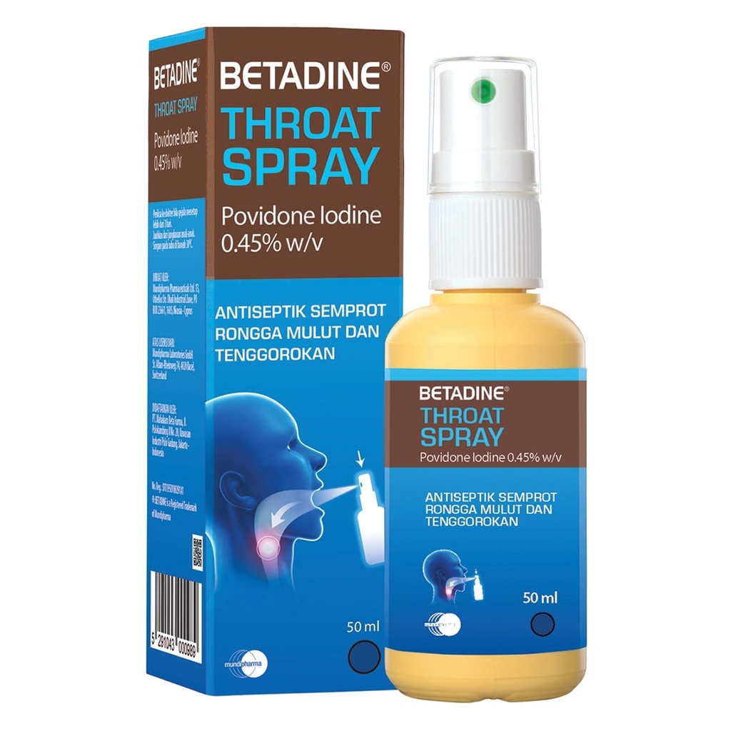 BETADINE THROAT SPRAY 50 ML - Spray Semprot Tenggorokan Antiseptik Rongga Mulut dan Tenggorokan