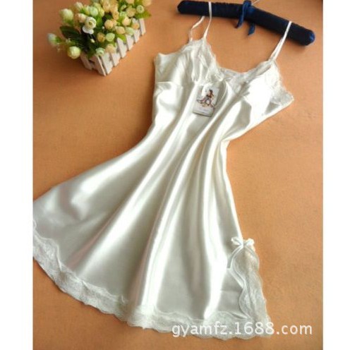 BRI* BT003 Baju Tidur Piyama Wanita Korea Sexy Mini Dress Women Silk Satin Nightdress cod-8