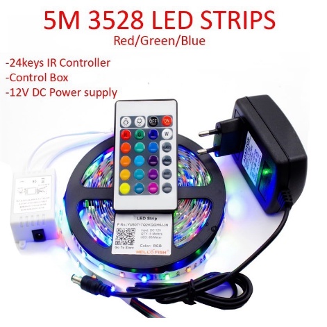 PAKET LAMPU LED STRIP 5050 3528 2835 RGB 5M 10M IP44 IP33 RGB REMOTE LAMPU HIAS WARNA WARNI LAMPU KAMAR AESTHETIC