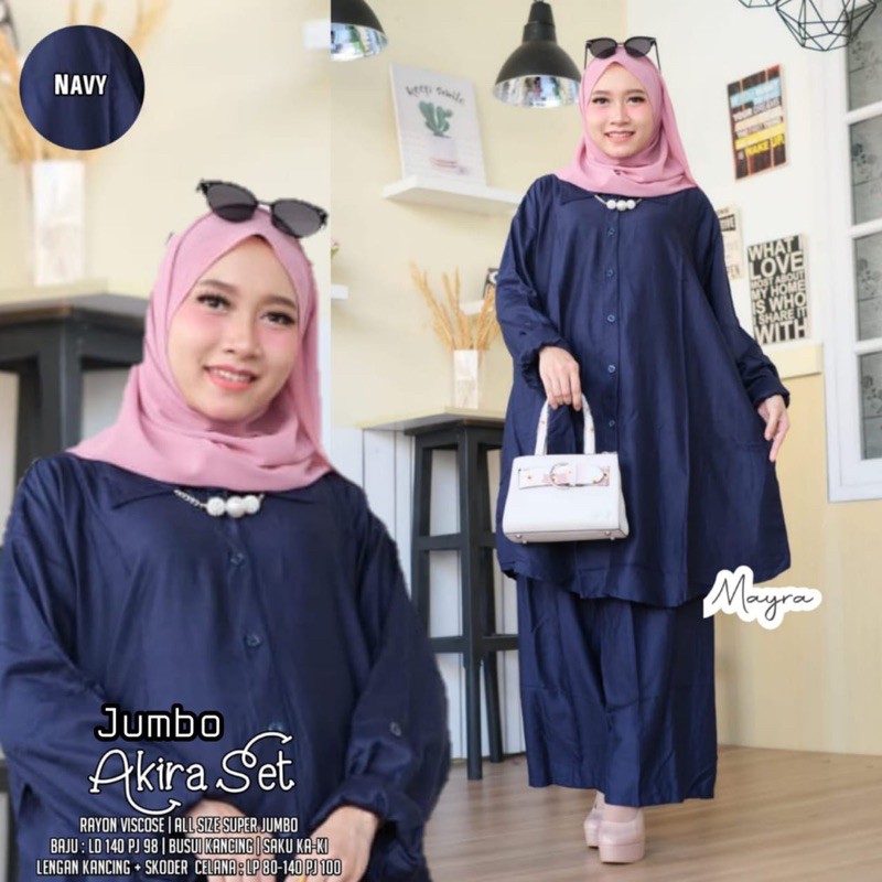 piyama AKIRA super jumbo ld 140 rayon premium setelan big size set lengan panjang polos casual daily