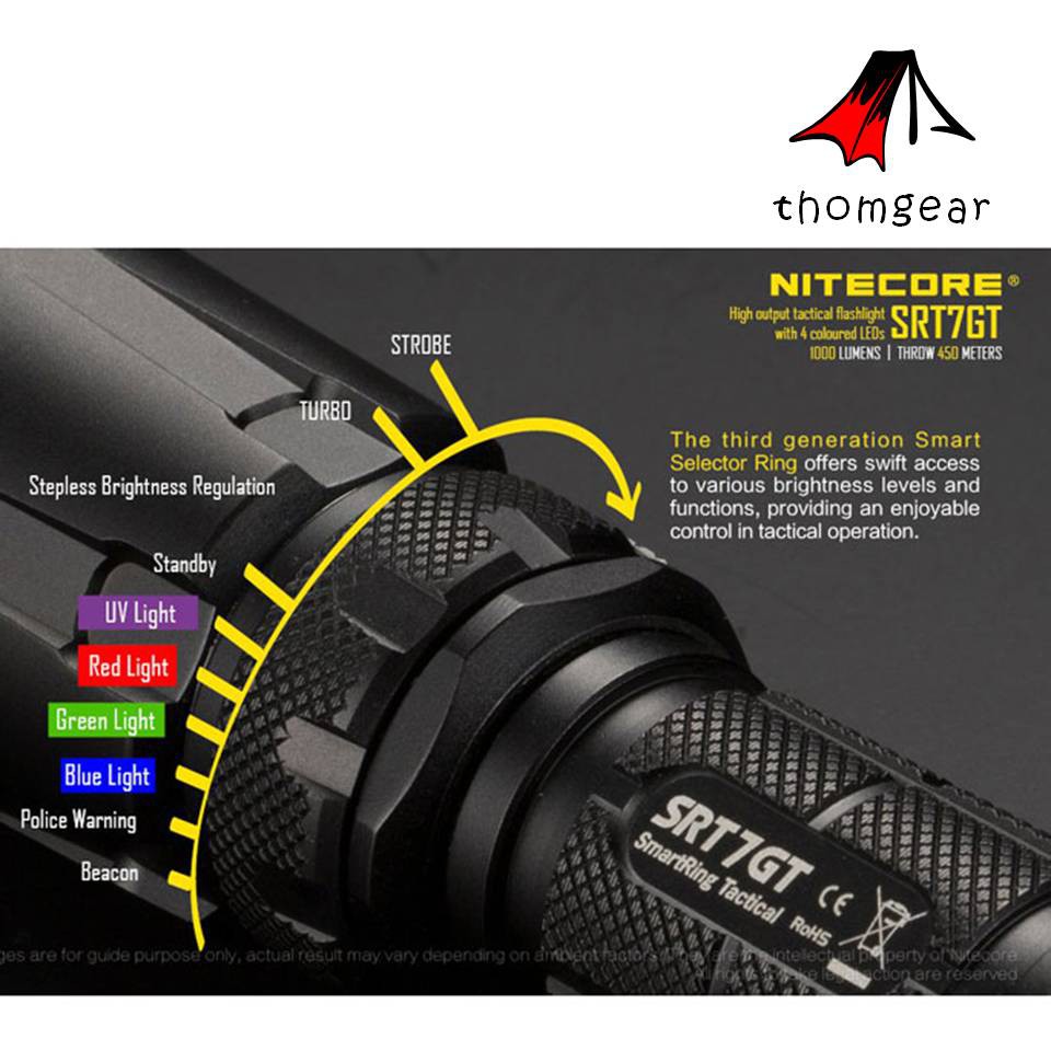 Senter Nitecore Srt7gt Senter Led Cree Xp-L Hi V3 1000 Lumens Senter Perang Tentara Brimob Jm Thomgear