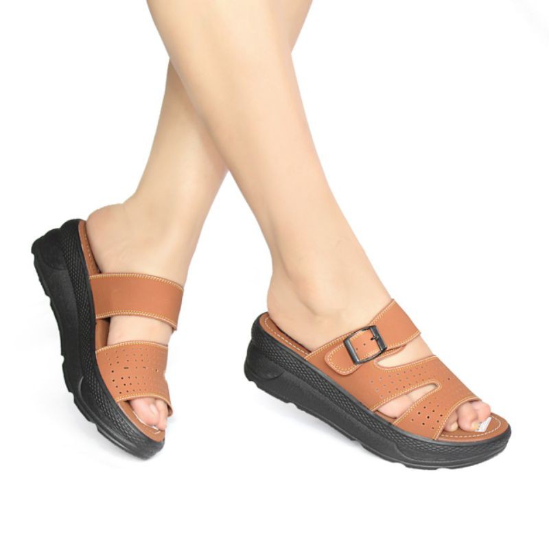 Wedges Wanita Sandal Slop Mulan 2452